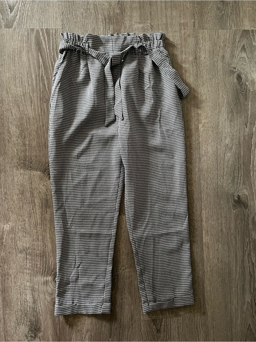 Sienna Sky Black & White Houndstooth Paperbag Ankle Pants